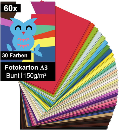 Sheets coloured card a3 - 60,
