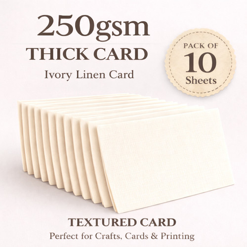 Pack ivory linen card - 10,